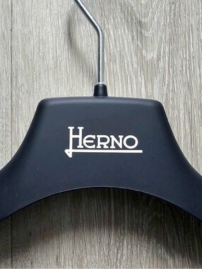 Herno Authentic Plastic Clothes Hanger with Silver Hook, Length 18”
